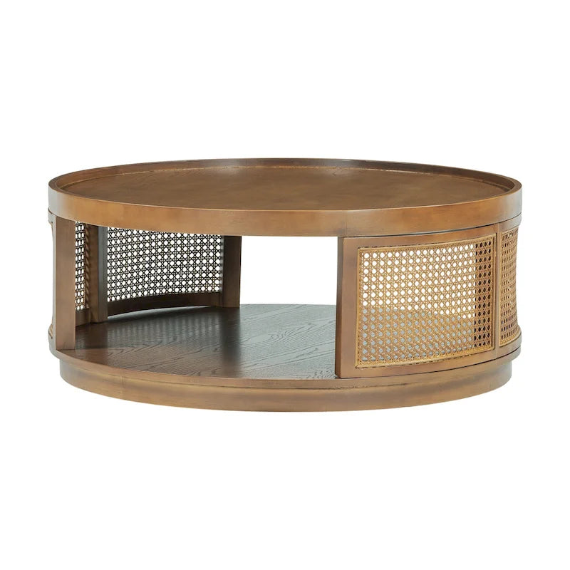 Table basse ronde en rotin avec côtés en rotin PE