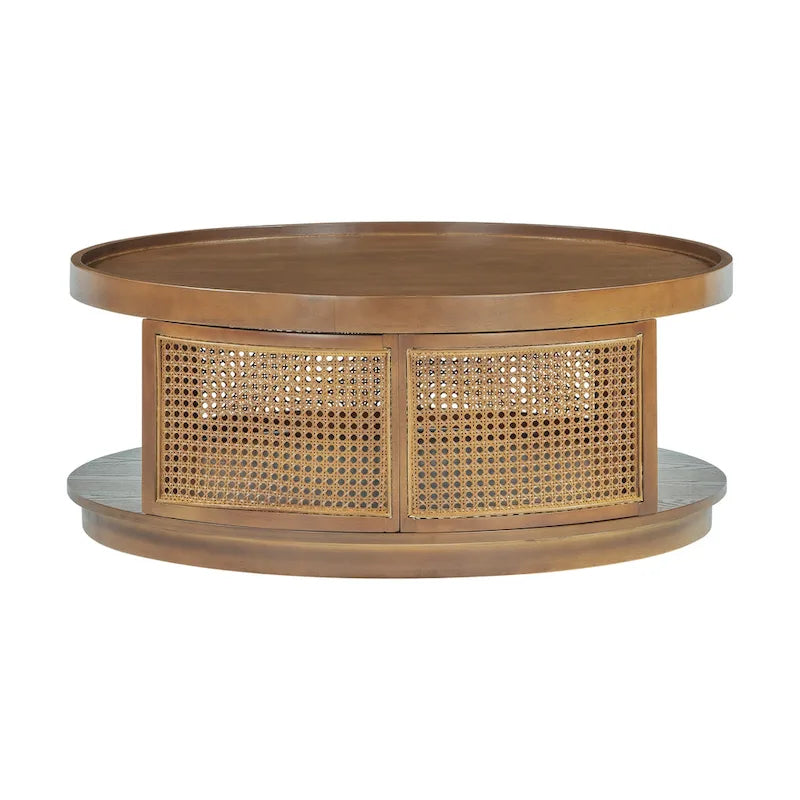Table basse ronde en rotin avec côtés en rotin PE