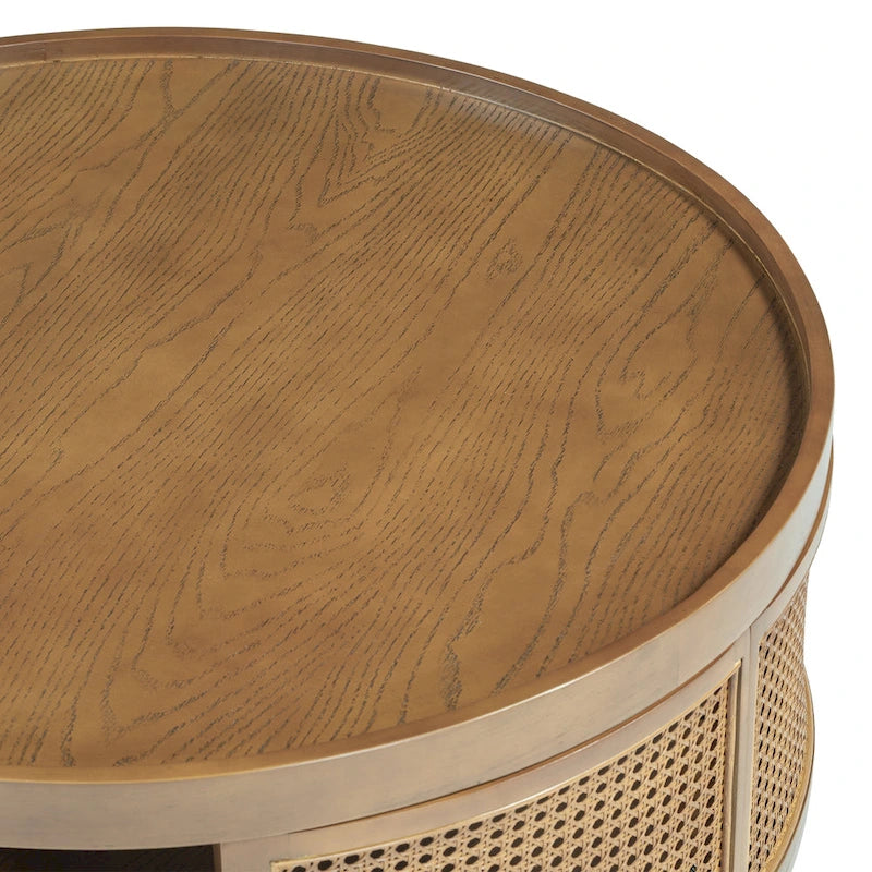 Table basse ronde en rotin avec côtés en rotin PE