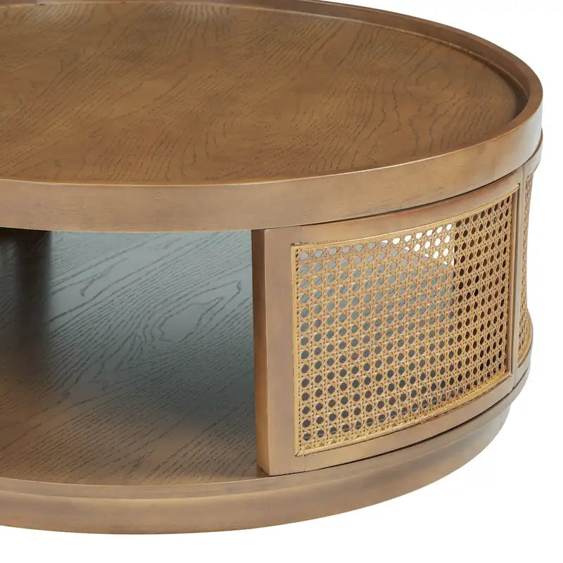 Table basse ronde en rotin avec côtés en rotin PE