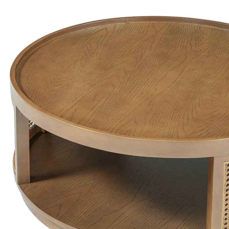 Table basse ronde en rotin avec côtés en rotin PE
