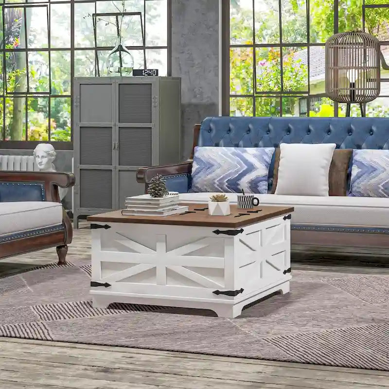 Table basse de ferme avec rangement