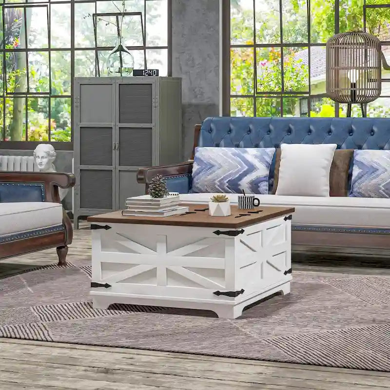 Table basse de ferme avec rangement