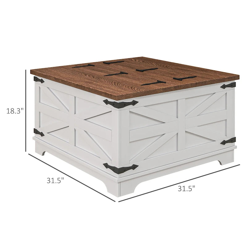 Table basse de ferme avec rangement