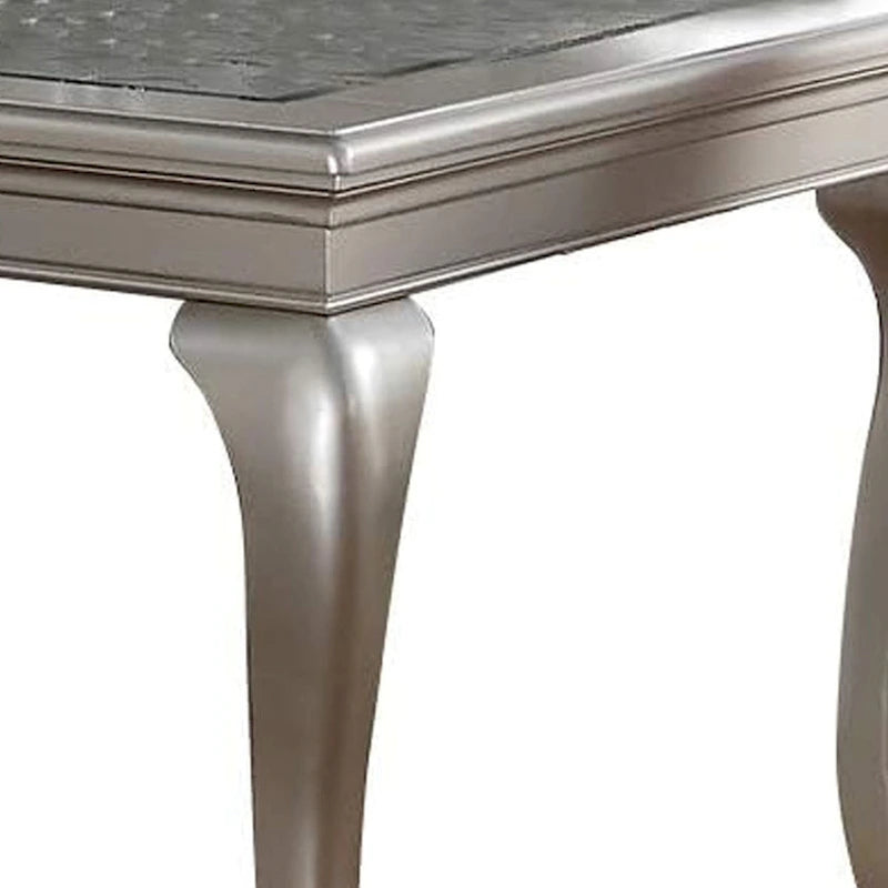 Table à manger, 6 places extensible, verre argenté et bois