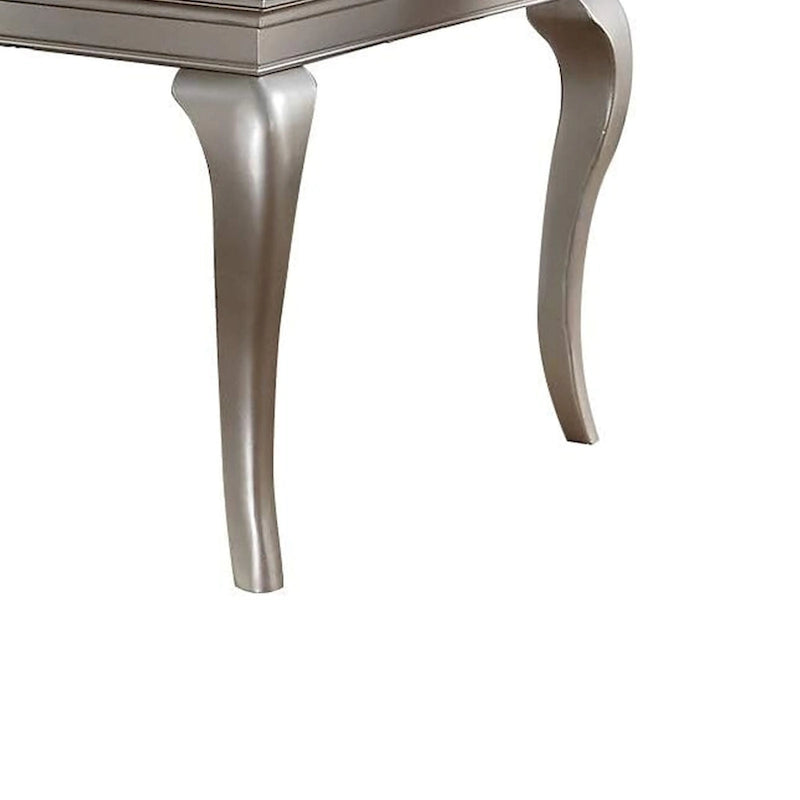 Table à manger, 6 places extensible, verre argenté et bois