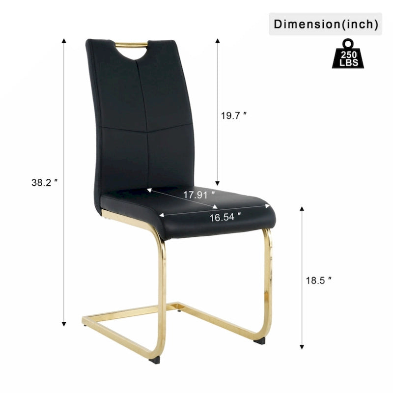 Chaises de salle à manger et de salon, rembourrées, avec pieds en métal doré, lot de 2