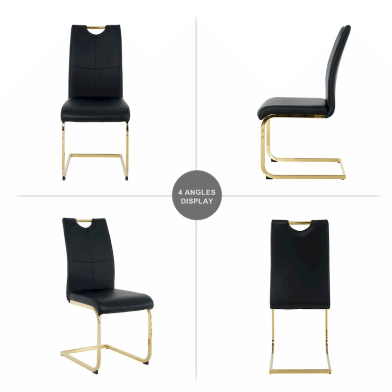 Chaises de salle à manger et de salon, rembourrées, avec pieds en métal doré, lot de 2