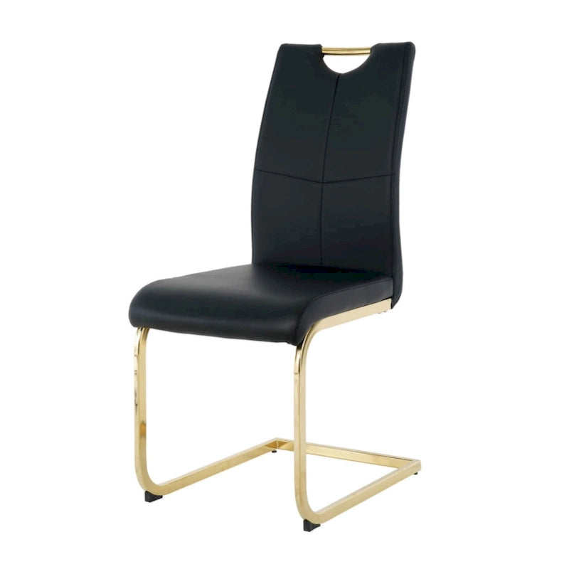 Chaises de salle à manger et de salon, rembourrées, avec pieds en métal doré, lot de 2