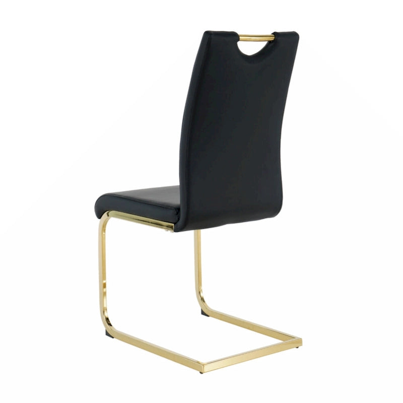 Chaises de salle à manger et de salon, rembourrées, avec pieds en métal doré, lot de 2