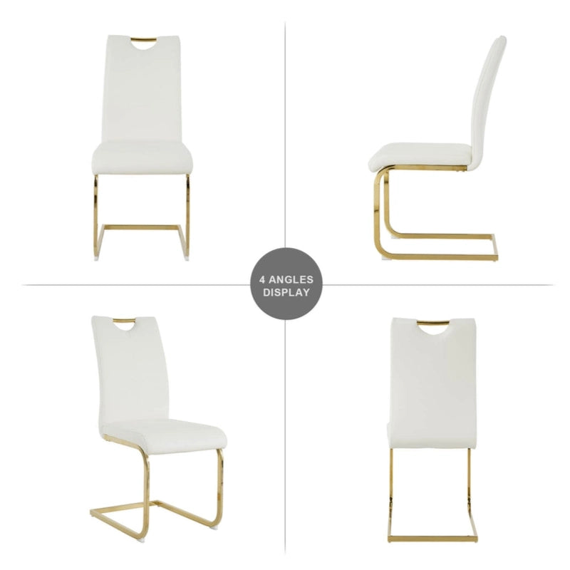 Chaises de salle à manger et de salon, rembourrées, avec pieds en métal doré, lot de 2