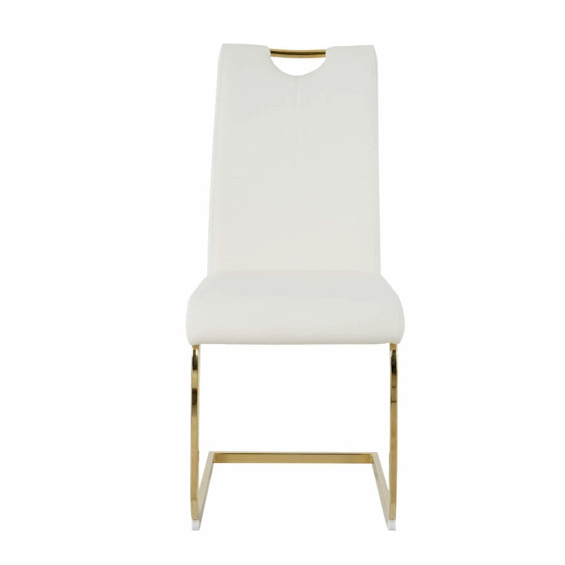 Chaises de salle à manger et de salon, rembourrées, avec pieds en métal doré, lot de 2
