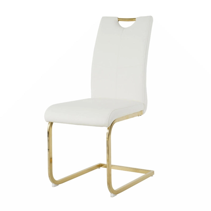 Chaises de salle à manger et de salon, rembourrées, avec pieds en métal doré, lot de 2