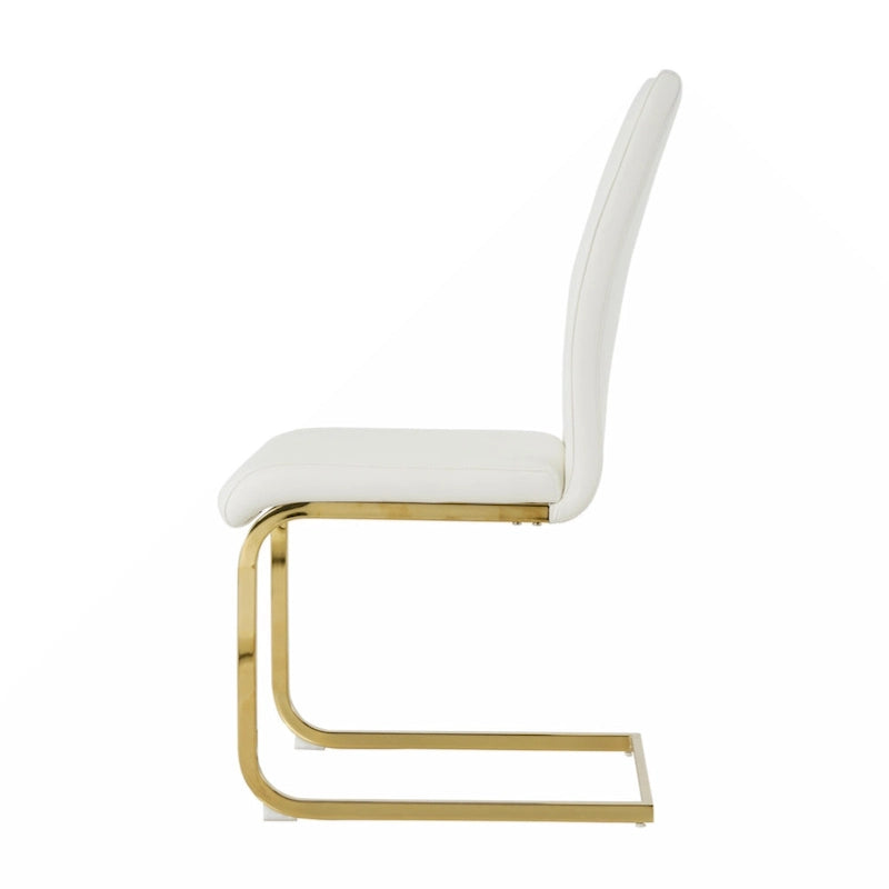 Chaises de salle à manger et de salon, rembourrées, avec pieds en métal doré, lot de 2