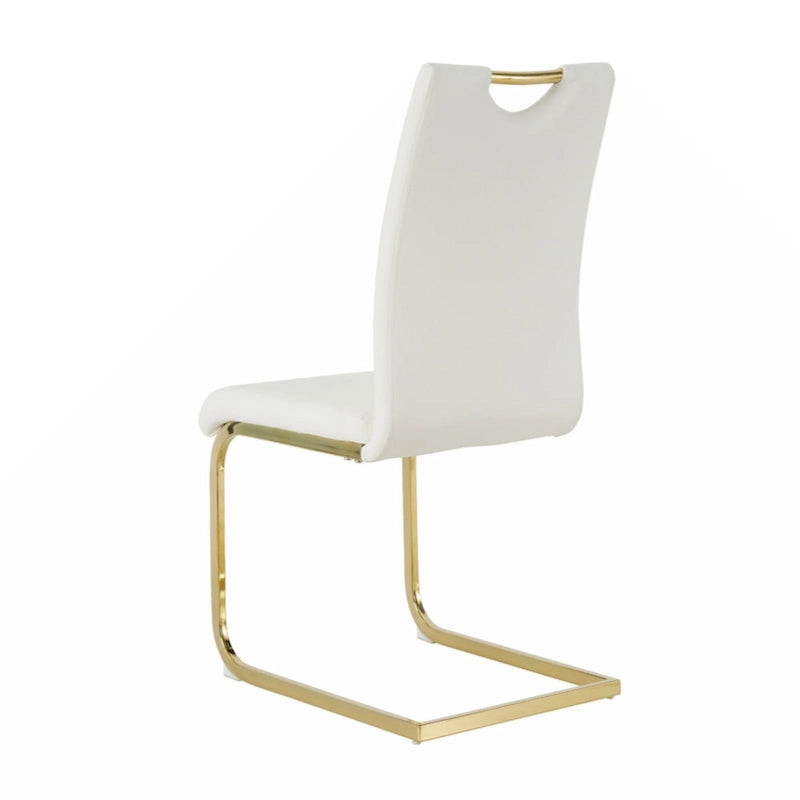 Chaises de salle à manger et de salon, rembourrées, avec pieds en métal doré, lot de 2
